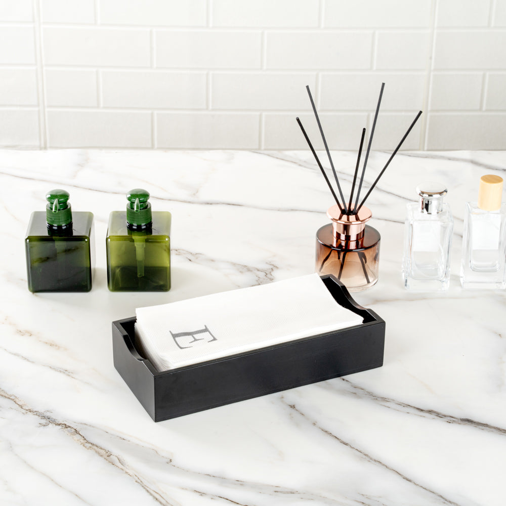Luxenap Rectangle Silver Letter E White Paper Linen-Feel Guest Towel / Napkin - Air Laid, Sans Serif Font - 15 3/4" x 8" - 2000 count box