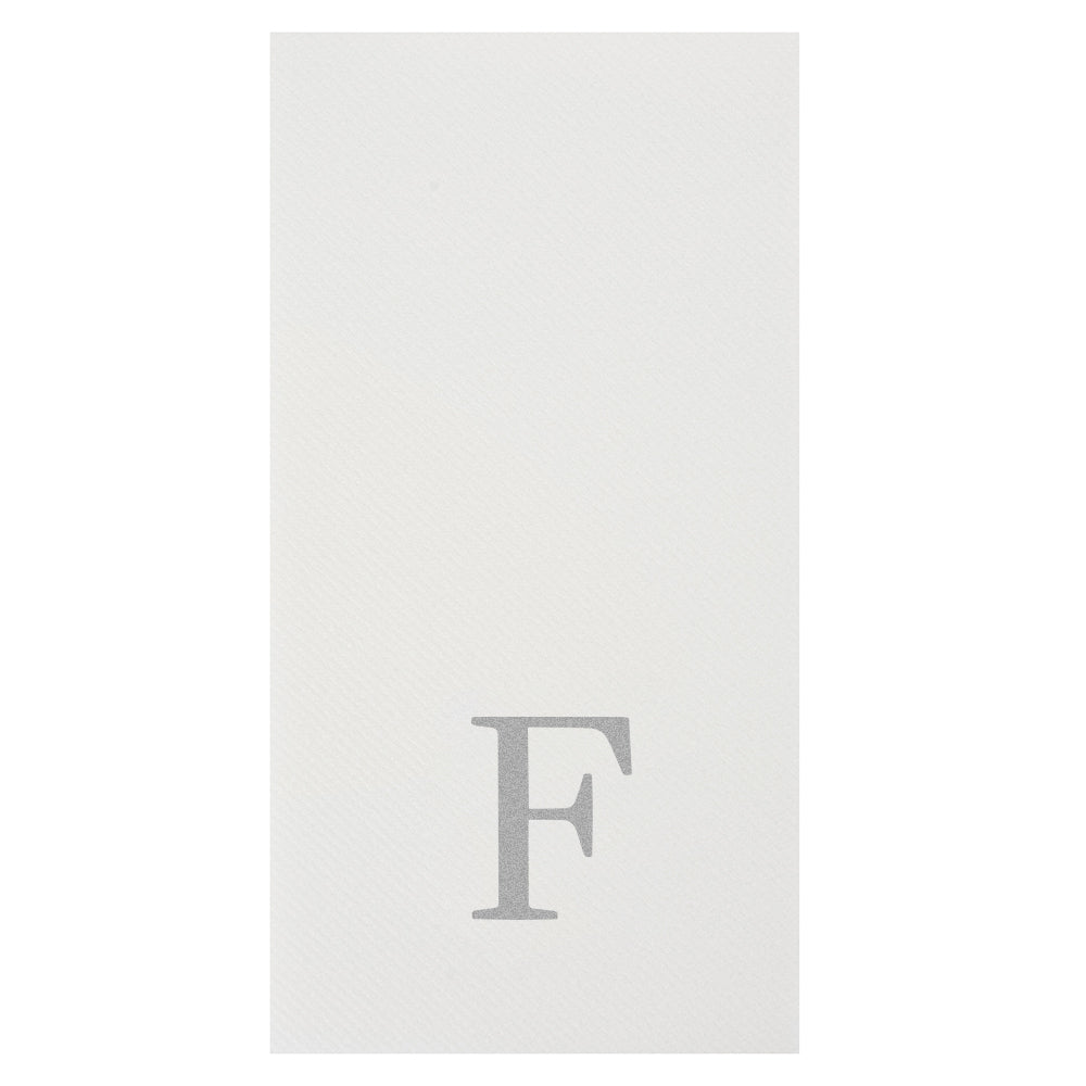 Luxenap Rectangle Silver Letter F White Paper Linen-Feel Guest Towel / Napkin - Air Laid, Sans Serif Font - 15 3/4" x 8" - 50 count box