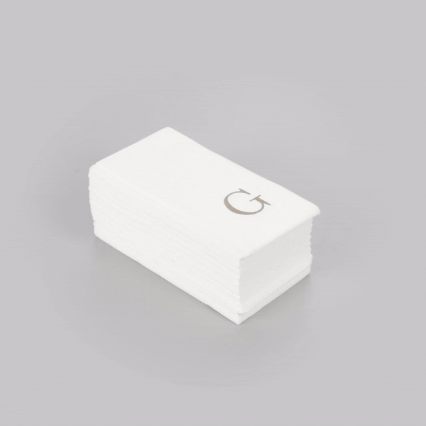 Luxenap Rectangle Silver Letter G White Paper Linen-Feel Guest Towel / Napkin - Air Laid, Sans Serif Font - 15 3/4" x 8" - 2000 count box