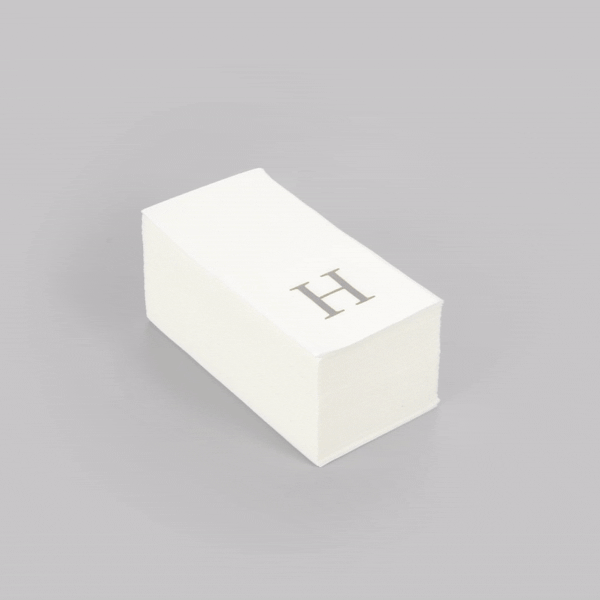 Luxenap Rectangle Silver Letter H White Paper Linen-Feel Guest Towel / Napkin - Air Laid, Sans Serif Font - 15 3/4" x 8" - 50 count box