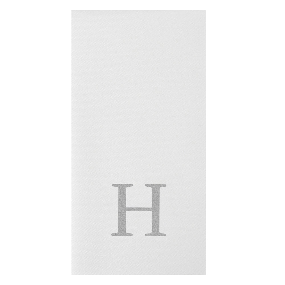 Luxenap Rectangle Silver Letter H White Paper Linen-Feel Guest Towel / Napkin - Air Laid, Sans Serif Font - 15 3/4" x 8" - 50 count box