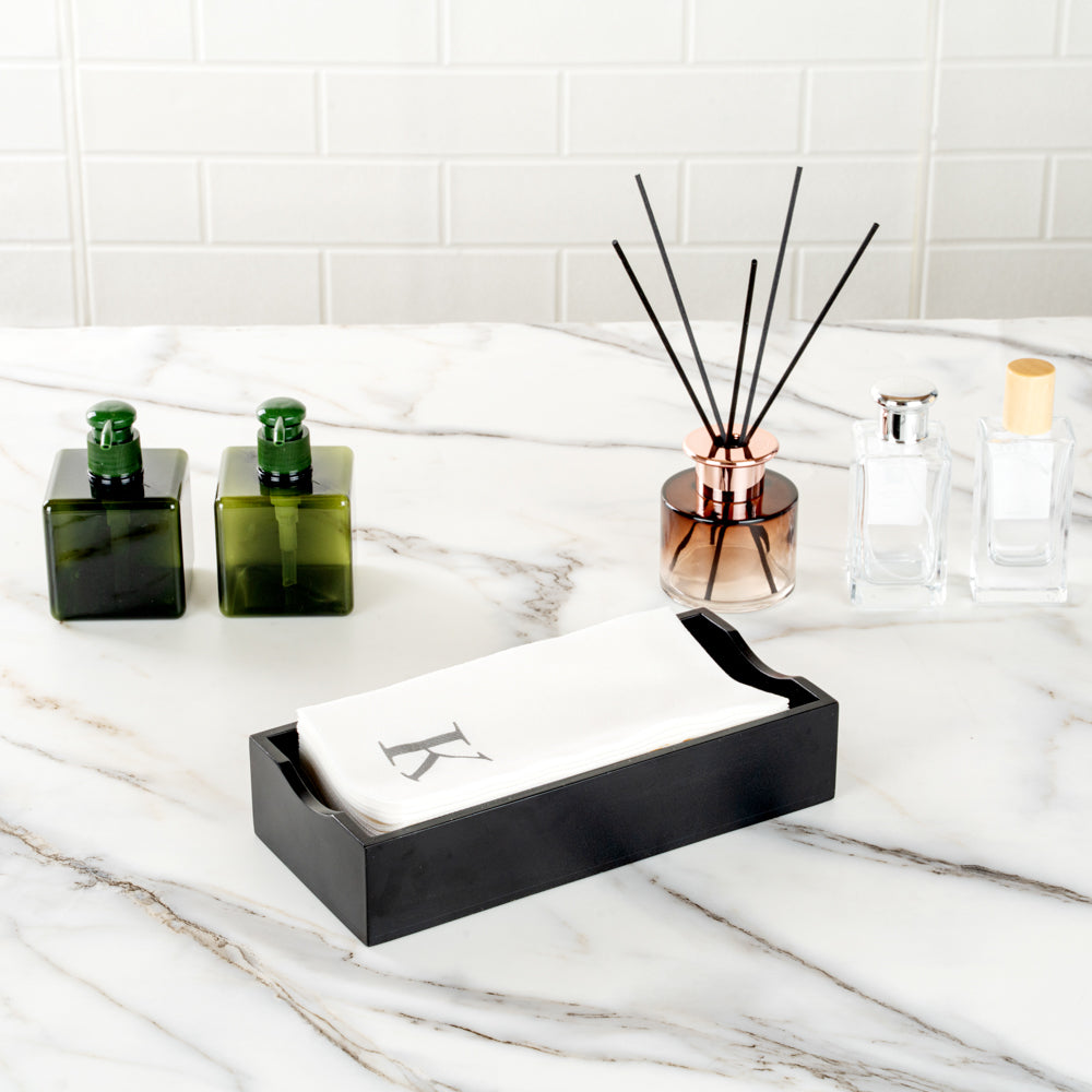 Luxenap Rectangle Silver Letter K White Paper Linen-Feel Guest Towel / Napkin - Air Laid, Sans Serif Font - 15 3/4" x 8" - 2000 count box