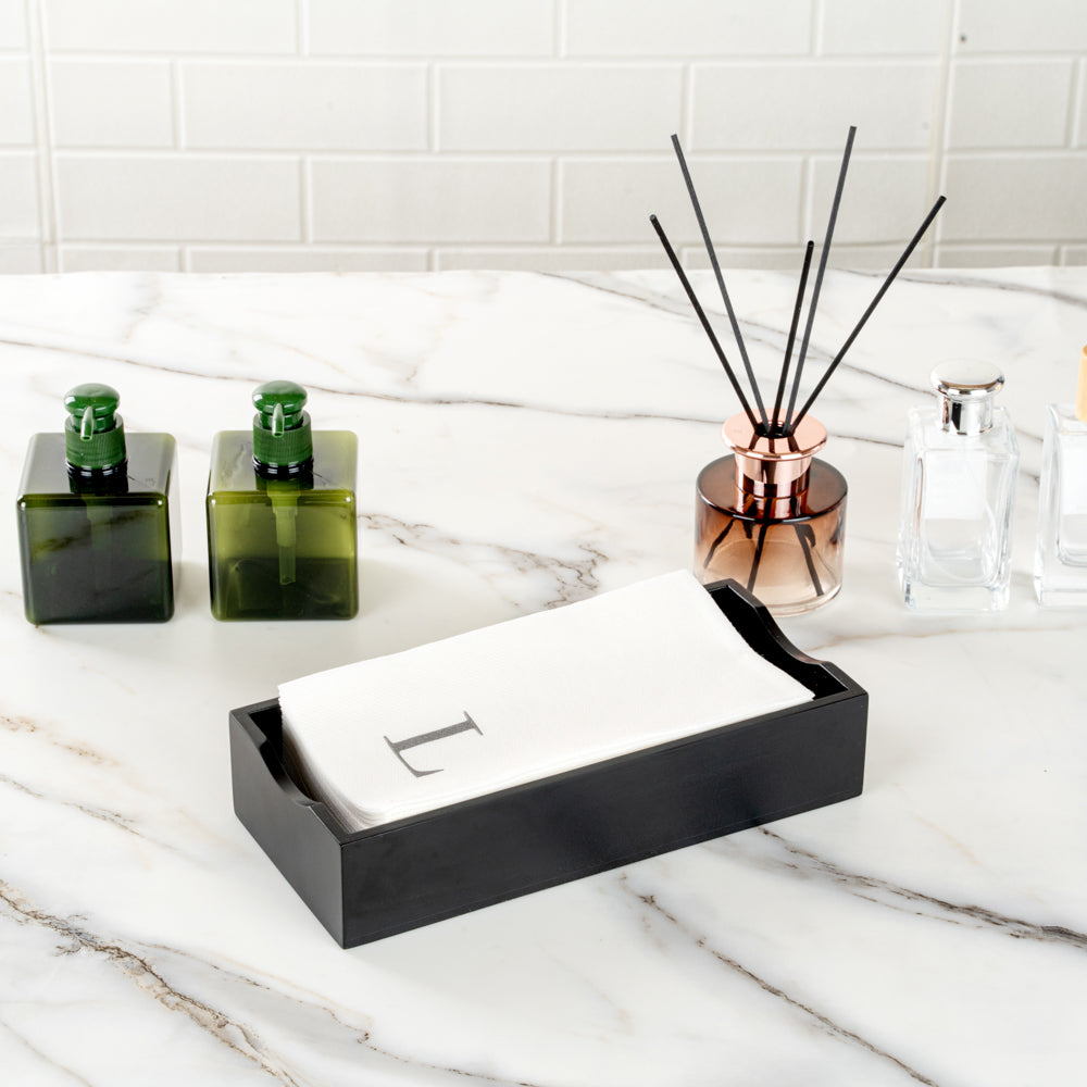 Luxenap Rectangle Silver Letter L White Paper Linen-Feel Guest Towel / Napkin - Air Laid, Sans Serif Font - 15 3/4" x 8" - 50 count box