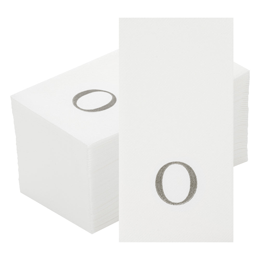 Luxenap Rectangle Silver Letter O White Paper Linen-Feel Guest Towel / Napkin - Air Laid, Sans Serif Font - 15 3/4" x 8" - 50 count box