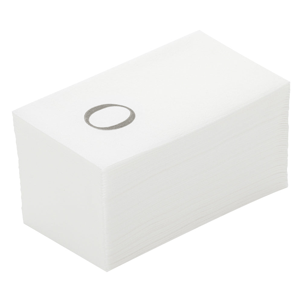 Luxenap Rectangle Silver Letter O White Paper Linen-Feel Guest Towel / Napkin - Air Laid, Sans Serif Font - 15 3/4" x 8" - 50 count box
