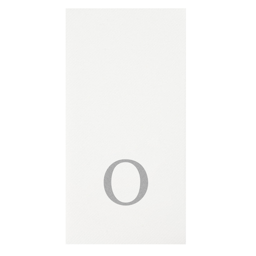 Luxenap Rectangle Silver Letter O White Paper Linen-Feel Guest Towel / Napkin - Air Laid, Sans Serif Font - 15 3/4" x 8" - 50 count box