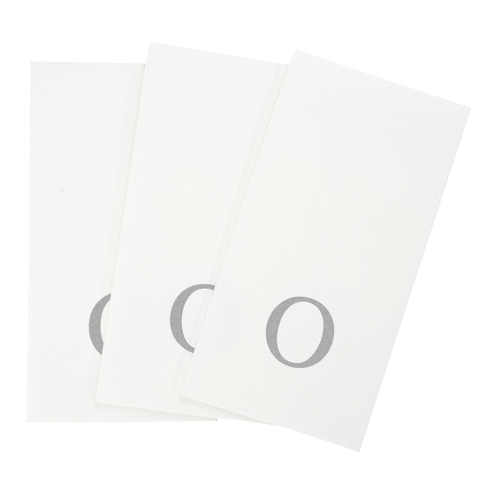 Luxenap Rectangle Silver Letter O White Paper Linen-Feel Guest Towel / Napkin - Air Laid, Sans Serif Font - 15 3/4" x 8" - 2000 count box