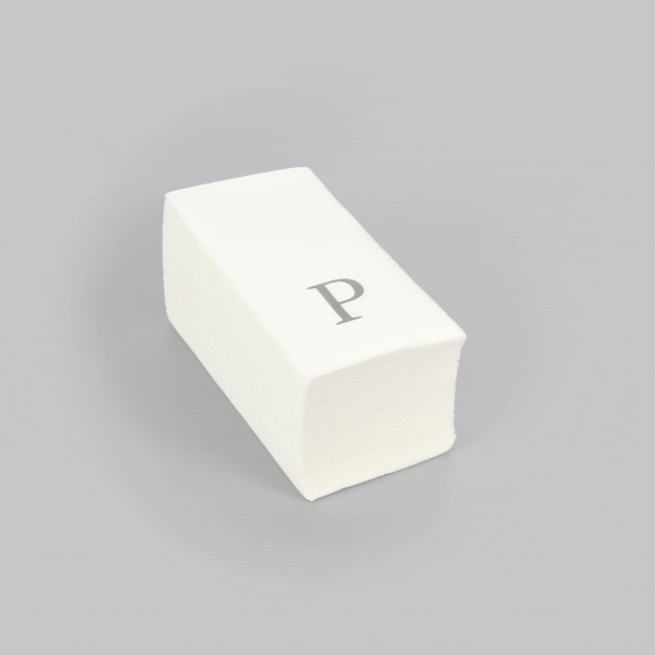 Luxenap Rectangle Silver Letter P White Paper Linen-Feel Guest Towel / Napkin - Air Laid, Sans Serif Font - 15 3/4" x 8" - 2000 count box
