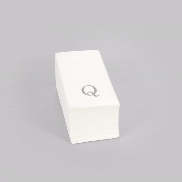 Luxenap Rectangle Silver Letter Q White Paper Linen-Feel Guest Towel / Napkin - Air Laid, Sans Serif Font - 15 3/4" x 8" - 50 count box