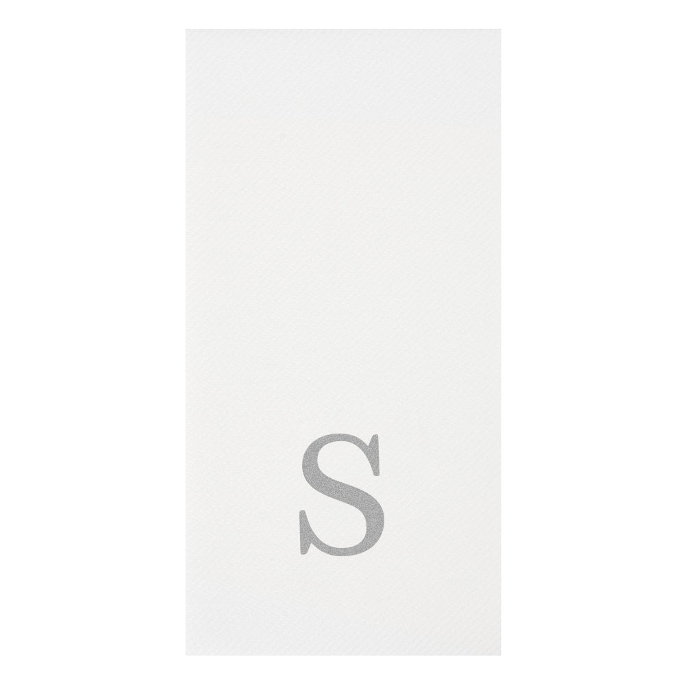 Luxenap Rectangle Silver Letter S White Paper Linen-Feel Guest Towel / Napkin - Air Laid, Sans Serif Font - 15 3/4" x 8" - 2000 count box