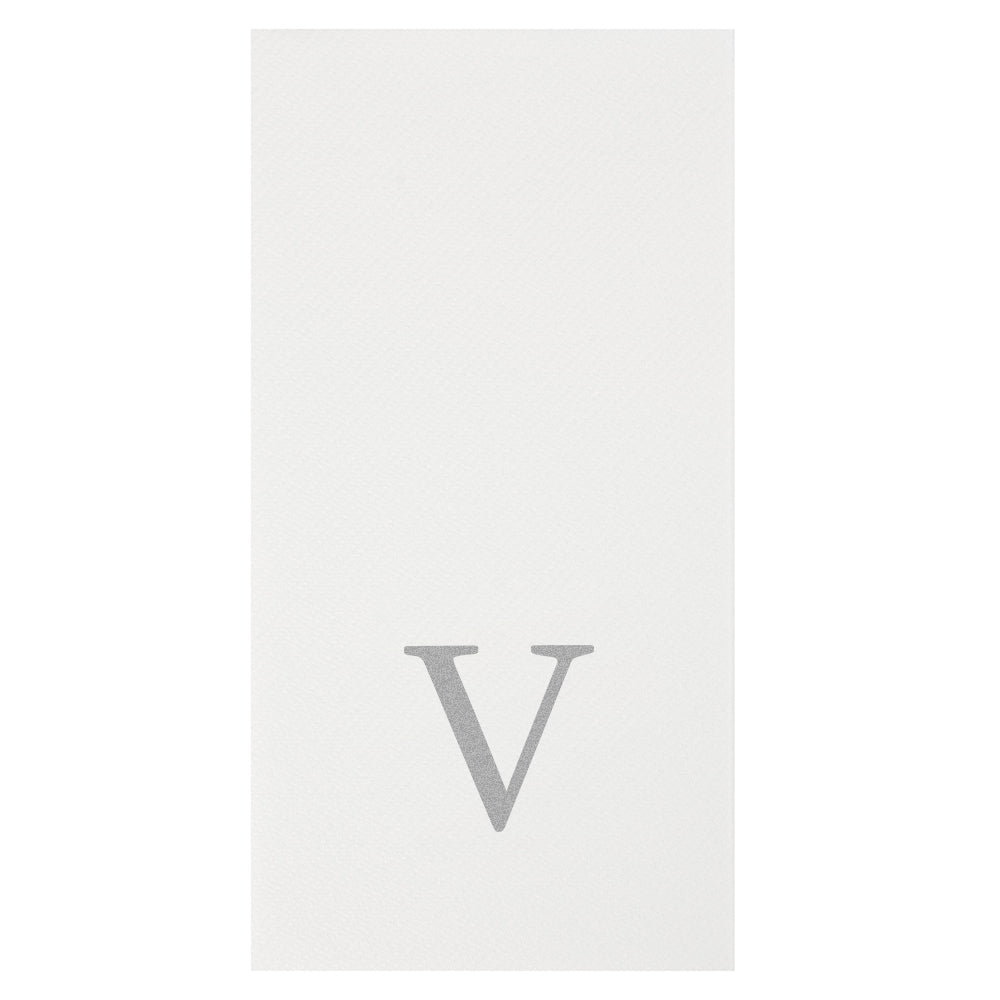 Luxenap Rectangle Silver Letter V White Paper Linen-Feel Guest Towel / Napkin - Air Laid, Sans Serif Font - 15 3/4" x 8" - 2000 count box