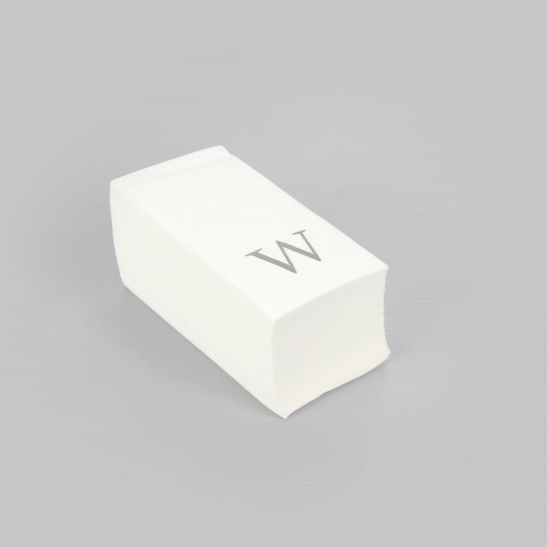 Luxenap Rectangle Silver Letter W White Paper Linen-Feel Guest Towel / Napkin - Air Laid, Sans Serif Font - 15 3/4" x 8" - 50 count box