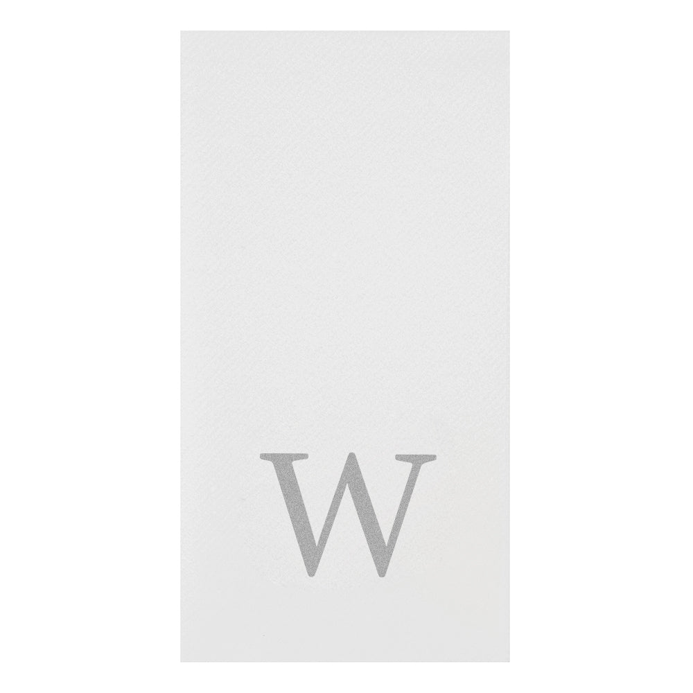 Luxenap Rectangle Silver Letter W White Paper Linen-Feel Guest Towel / Napkin - Air Laid, Sans Serif Font - 15 3/4" x 8" - 50 count box