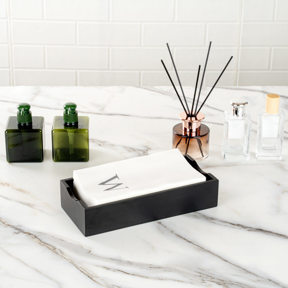 Luxenap Rectangle Silver Letter W White Paper Linen-Feel Guest Towel / Napkin - Air Laid, Sans Serif Font - 15 3/4" x 8" - 50 count box