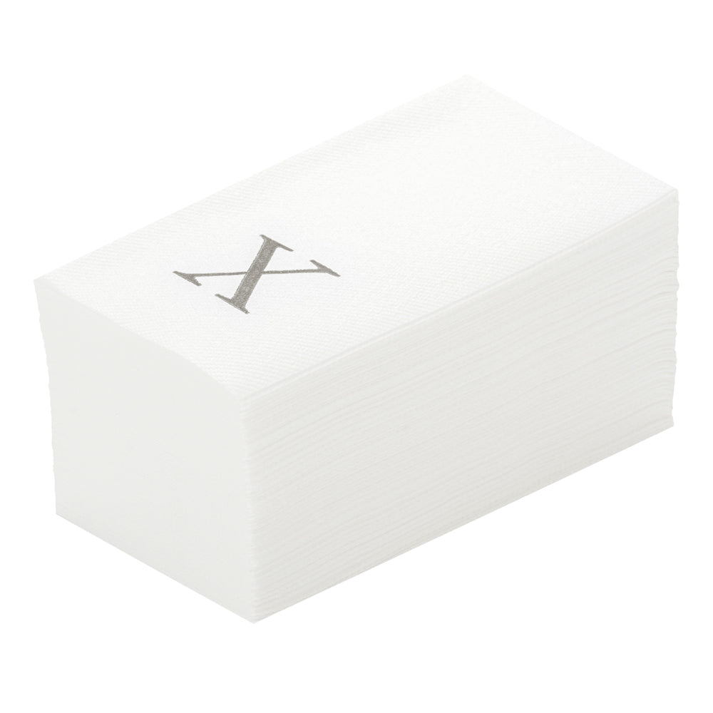 Luxenap Rectangle Silver Letter X White Paper Linen-Feel Guest Towel / Napkin - Air Laid, Sans Serif Font - 15 3/4" x 8" - 50 count box