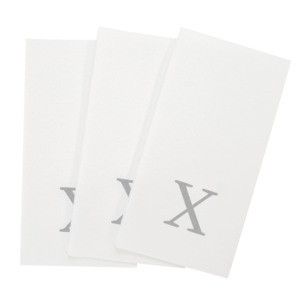 Luxenap Rectangle Silver Letter X White Paper Linen-Feel Guest Towel / Napkin - Air Laid, Sans Serif Font - 15 3/4" x 8" - 2000 count box