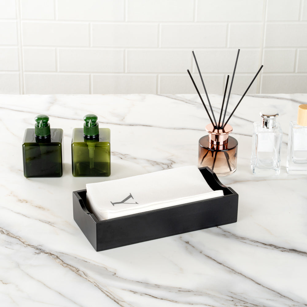 Luxenap Rectangle Silver Letter Y White Paper Linen-Feel Guest Towel / Napkin - Air Laid, Sans Serif Font - 15 3/4" x 8" - 2000 count box