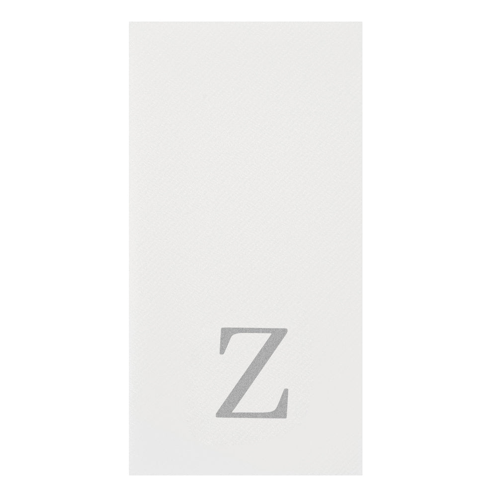 Luxenap Rectangle Silver Letter Z White Paper Linen-Feel Guest Towel / Napkin - Air Laid, Sans Serif Font - 15 3/4" x 8" - 50 count box
