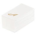 Luxenap Rectangle Gold Letter A White Paper Linen-Feel Guest Towel / Napkin - Air Laid, Cursive Font - 15 3/4" x 8" - 50 count box