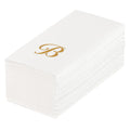 Luxenap Rectangle Gold Letter B White Paper Linen-Feel Guest Towel / Napkin - Air Laid, Cursive Font - 15 3/4" x 8" - 2000 count box