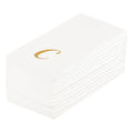 Luxenap Rectangle Gold Letter C White Paper Linen-Feel Guest Towel / Napkin - Air Laid, Cursive Font - 15 3/4" x 8" - 2000 count box