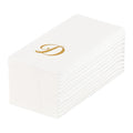 Luxenap Rectangle Gold Letter D White Paper Linen-Feel Guest Towel / Napkin - Air Laid, Cursive Font - 15 3/4" x 8" - 2000 count box