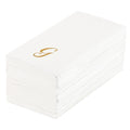 Luxenap Rectangle Gold Letter G White Paper Linen-Feel Guest Towel / Napkin - Air Laid, Cursive Font - 15 3/4" x 8" - 2000 count box