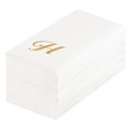 Luxenap Rectangle Gold Letter H White Paper Linen-Feel Guest Towel / Napkin - Air Laid, Cursive Font - 15 3/4" x 8" - 2000 count box
