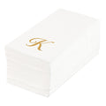 Luxenap Rectangle Gold Letter K White Paper Linen-Feel Guest Towel / Napkin - Air Laid, Cursive Font - 15 3/4" x 8" - 2000 count box