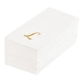 Luxenap Rectangle Gold Letter L White Paper Linen-Feel Guest Towel / Napkin - Air Laid, Cursive Font - 15 3/4" x 8" - 50 count box