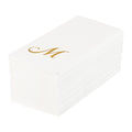 Luxenap Rectangle Gold Letter M White Paper Linen-Feel Guest Towel / Napkin - Air Laid, Cursive Font - 15 3/4" x 8" - 2000 count box