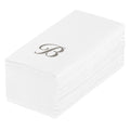 Luxenap Rectangle Silver Letter B White Paper Linen-Feel Guest Towel / Napkin - Air Laid, Cursive Font - 15 3/4" x 8" - 50 count box