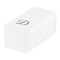 Luxenap Rectangle Silver Letter D White Paper Linen-Feel Guest Towel / Napkin - Air Laid, Cursive Font - 15 3/4" x 8" - 50 count box
