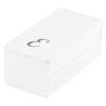 Luxenap Rectangle Silver Letter E White Paper Linen-Feel Guest Towel / Napkin - Air Laid, Cursive Font - 15 3/4" x 8" - 50 count box