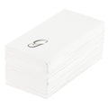 Luxenap Rectangle Silver Letter G White Paper Linen-Feel Guest Towel / Napkin - Air Laid, Cursive Font - 15 3/4" x 8" - 2000 count box
