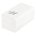 Luxenap Rectangle Silver Letter H White Paper Linen-Feel Guest Towel / Napkin - Air Laid, Cursive Font - 15 3/4" x 8" - 2000 count box