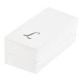 Luxenap Rectangle Silver Letter L White Paper Linen-Feel Guest Towel / Napkin - Air Laid, Cursive Font - 15 3/4" x 8" - 50 count box