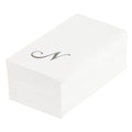 Luxenap Rectangle Silver Letter N White Paper Linen-Feel Guest Towel / Napkin - Air Laid, Cursive Font - 15 3/4" x 8" - 50 count box
