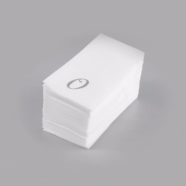 Luxenap Rectangle Silver Letter O White Paper Linen-Feel Guest Towel / Napkin - Air Laid, Cursive Font - 15 3/4" x 8" - 2000 count box