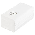Luxenap Rectangle Silver Letter P White Paper Linen-Feel Guest Towel / Napkin - Air Laid, Cursive Font - 15 3/4" x 8" - 50 count box
