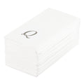 Luxenap Rectangle Silver Letter Q White Paper Linen-Feel Guest Towel / Napkin - Air Laid, Cursive Font - 15 3/4" x 8" - 50 count box