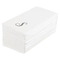 Luxenap Rectangle Silver Letter S White Paper Linen-Feel Guest Towel / Napkin - Air Laid, Cursive Font - 15 3/4" x 8" - 2000 count box