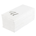 Luxenap Rectangle Silver Letter U White Paper Linen-Feel Guest Towel / Napkin - Air Laid, Cursive Font - 15 3/4" x 8" - 50 count box