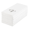 Luxenap Rectangle Silver Letter V White Paper Linen-Feel Guest Towel / Napkin - Air Laid, Cursive Font - 15 3/4" x 8" - 50 count box