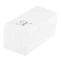 Luxenap Rectangle Silver Letter X White Paper Linen-Feel Guest Towel / Napkin - Air Laid, Cursive Font - 15 3/4" x 8" - 50 count box