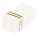 Luxenap Rectangle Gold Striped White Paper Linen-Feel Guest Towel / Napkin - Air Laid - 15 3/4" x 8" - 50 count box