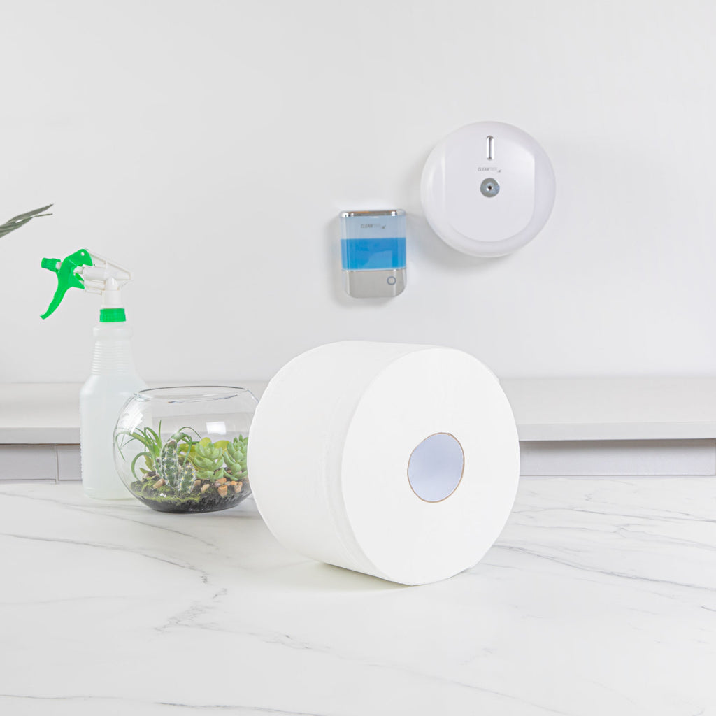 Clean Tek Professional White Toilet Paper Roll - 2-Ply, Center Pull - 876' x 7 3/4" - 1 count box
