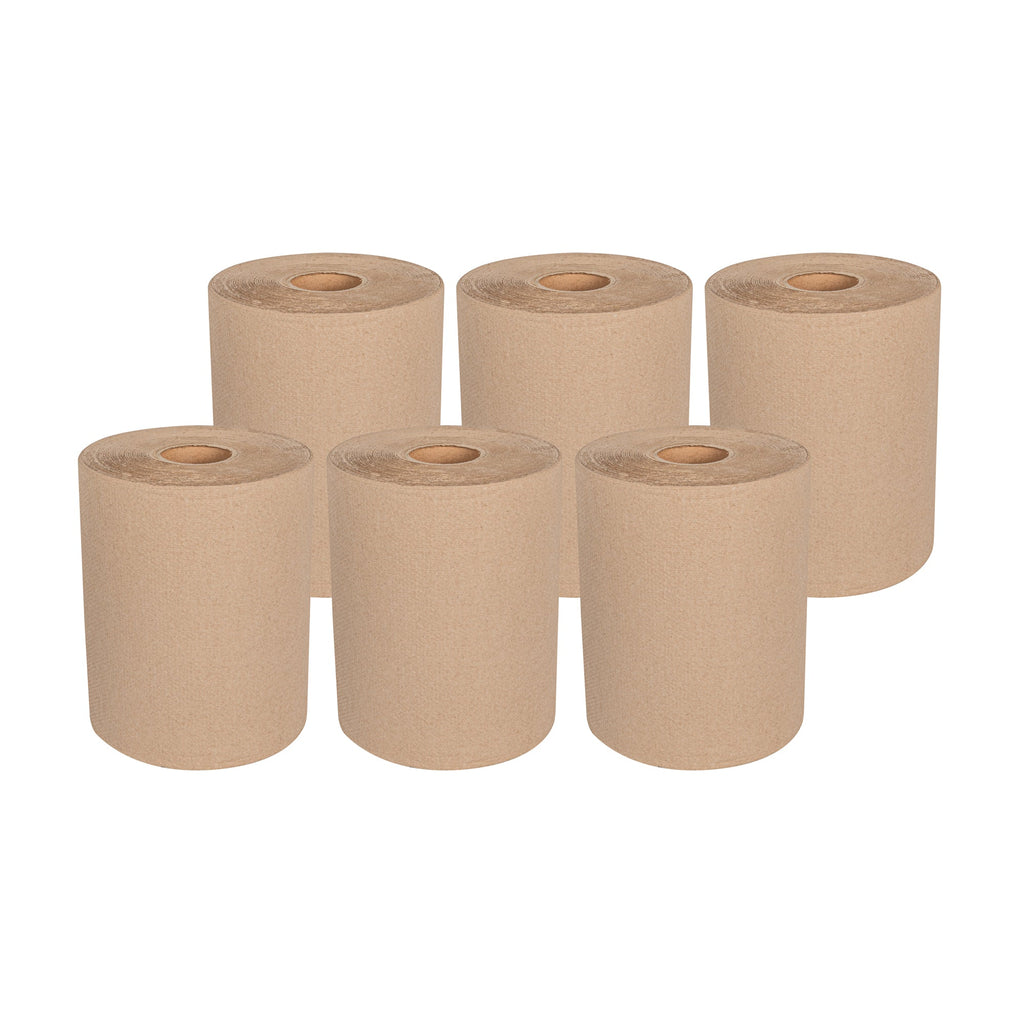 Clean Tek Professional Kraft Paper Towel Roll - 1-Ply - 600' x 8" - 12 count box