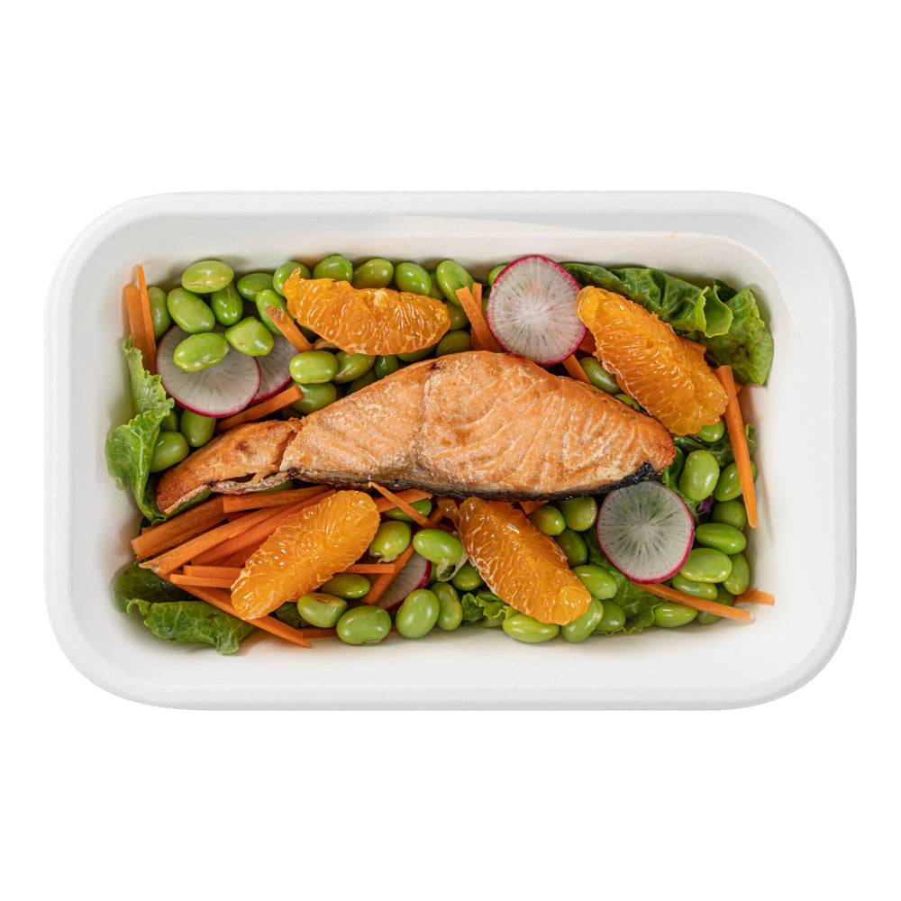 Pulp Safe No PFAS Added 24 oz Rectangle White Sugarcane / Bagasse Container - Home Compostable - 8 1/4" x 5 1/2" x 1 1/2" - 100 count box