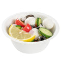 Pulp Safe No PFAS Added 8 oz Round White Sugarcane / Bagasse Salad Bowl - Home Compostable - 4 1/2" x 4 1/2" x 1 3/4" - 100 count box